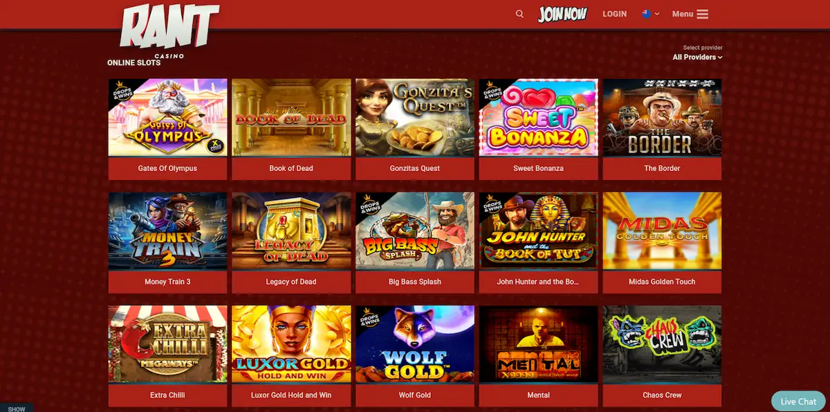 Rant Casino Pokie Selection