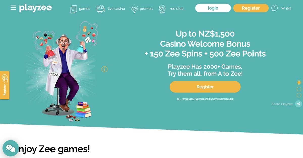 Playzee casino homepage