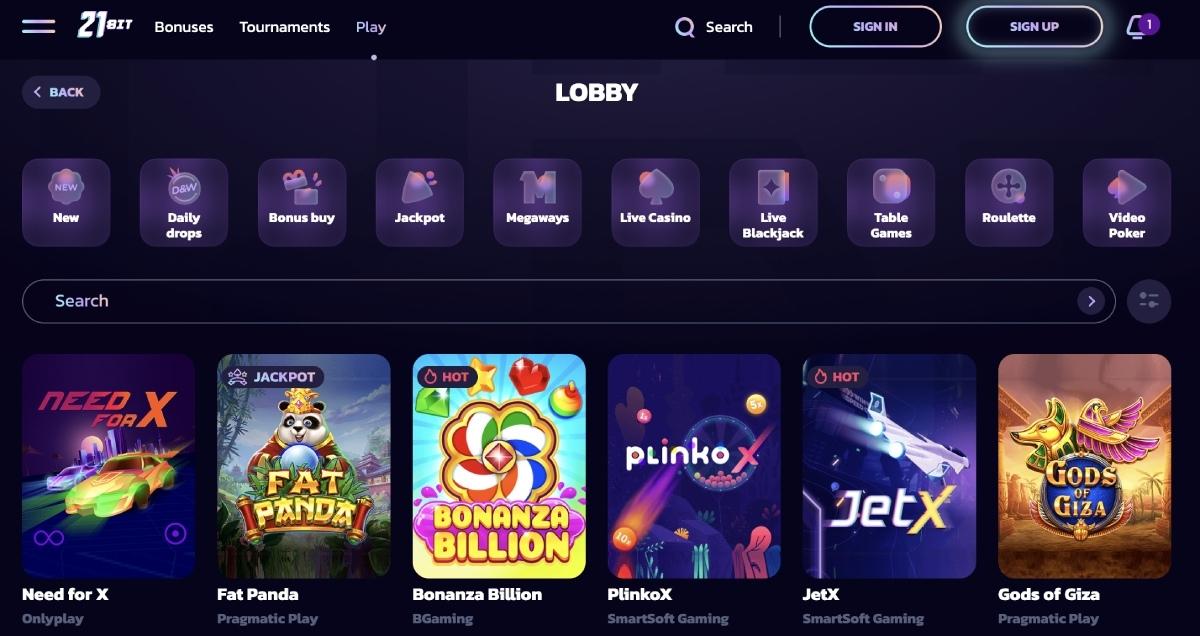 21bit casino games