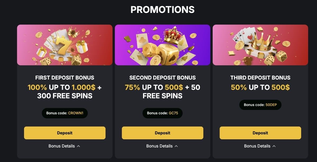 golden crown casino bonus