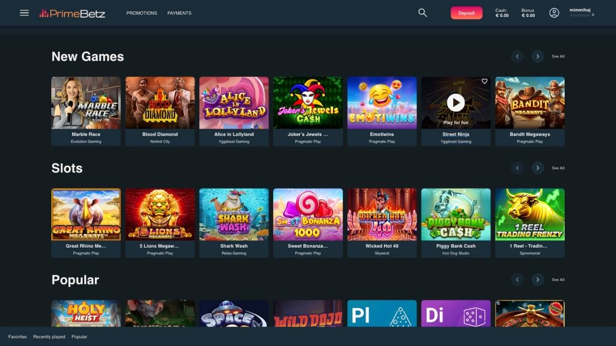 primebetz casino games