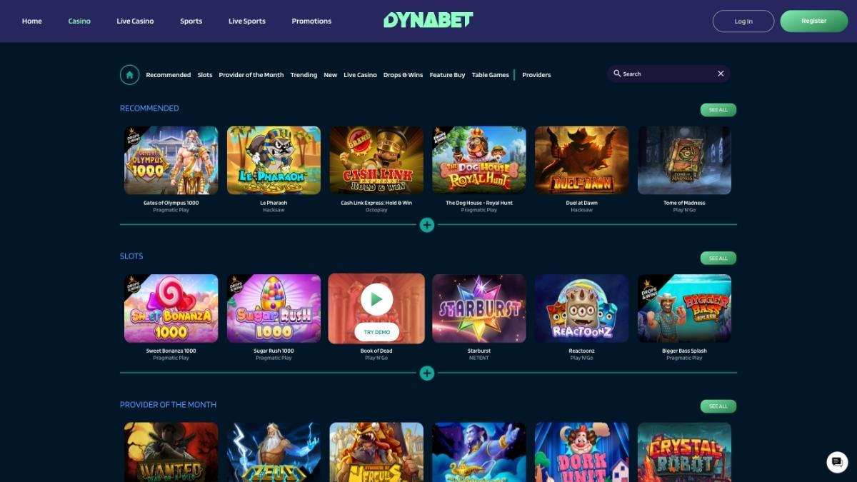 dynabet casino games