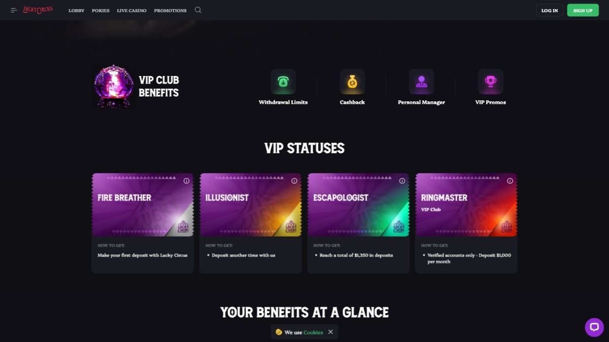 luckycircus casino vip