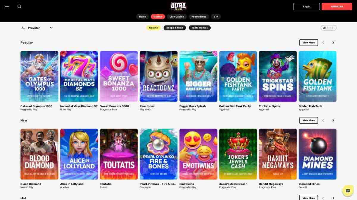 ultra casino games