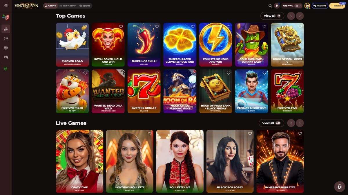 vincispin casino games