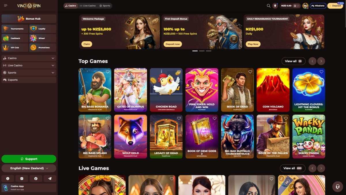 vincispin casino desktop