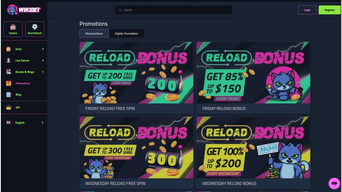 wikibet casino bonuses
