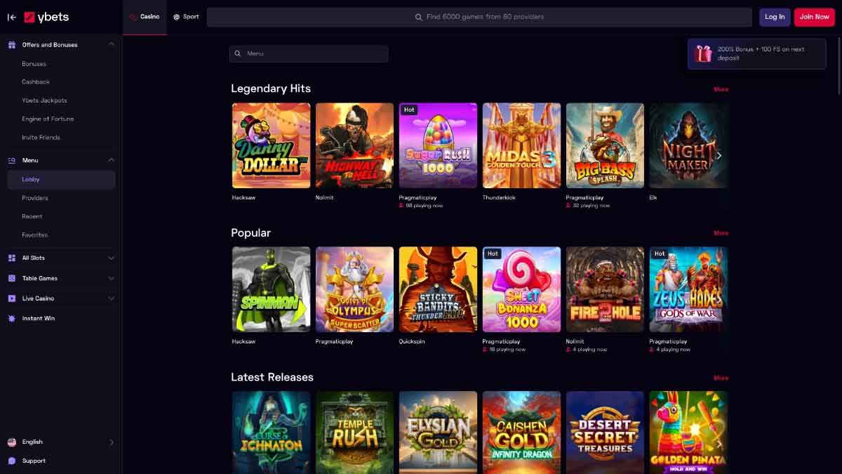 ybets casino games